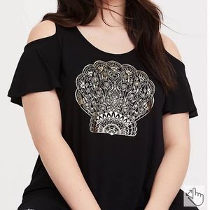 Super Soft Black Henna Shell Cold Shoulder Tee